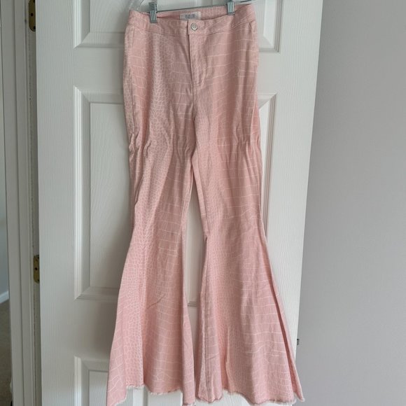Light Pink Snakeskin Flare Jeans - Picture 2 of 3